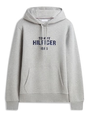 אפור - Tommy Hilfiger קפוצ'ון פליז עם רקמת לוגו - תמונה 1 מתוך 3