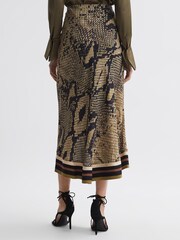 Reiss Brown Daria Snake Print Midi Skirt - Image 4 of 5