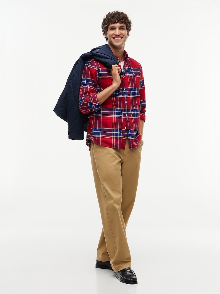 Roșu - Tommy Hilfiger Regular Fit Tartan Check Flannel Shirt - Imaginea 1 din 6