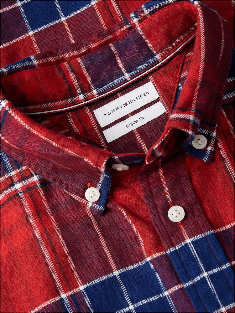 Roșu - Tommy Hilfiger Regular Fit Tartan Check Flannel Shirt - Imaginea 6 din 6