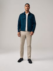 Navy Blue Linen Blend Shacket - Image 2 of 10