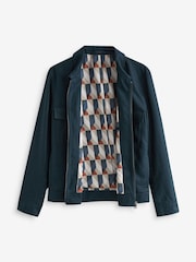 Navy Blue Linen Blend Shacket - Image 6 of 10
