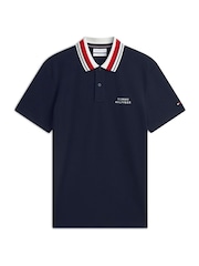 Көк - Tommy Hilfiger кәдімгі пішінді ұшты жағалы поло жейдесі - 6суретінің 5 суреті