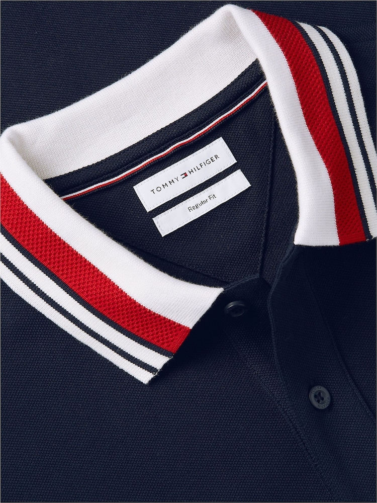 Көк - Tommy Hilfiger кәдімгі пішінді ұшты жағалы поло жейдесі - 6суретінің 6 суреті