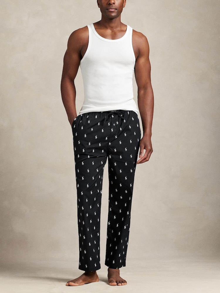 Polo Ralph Lauren Black Polo Player Pyjama Bottoms - Image 2 of 4 Polo Ralph Lauren Black Polo Player Pyjama Bottoms - Image 2 of 4