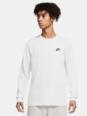 Nike White 100% Cotton Club Long Sleeve T-Shirt - Image 1 of 9