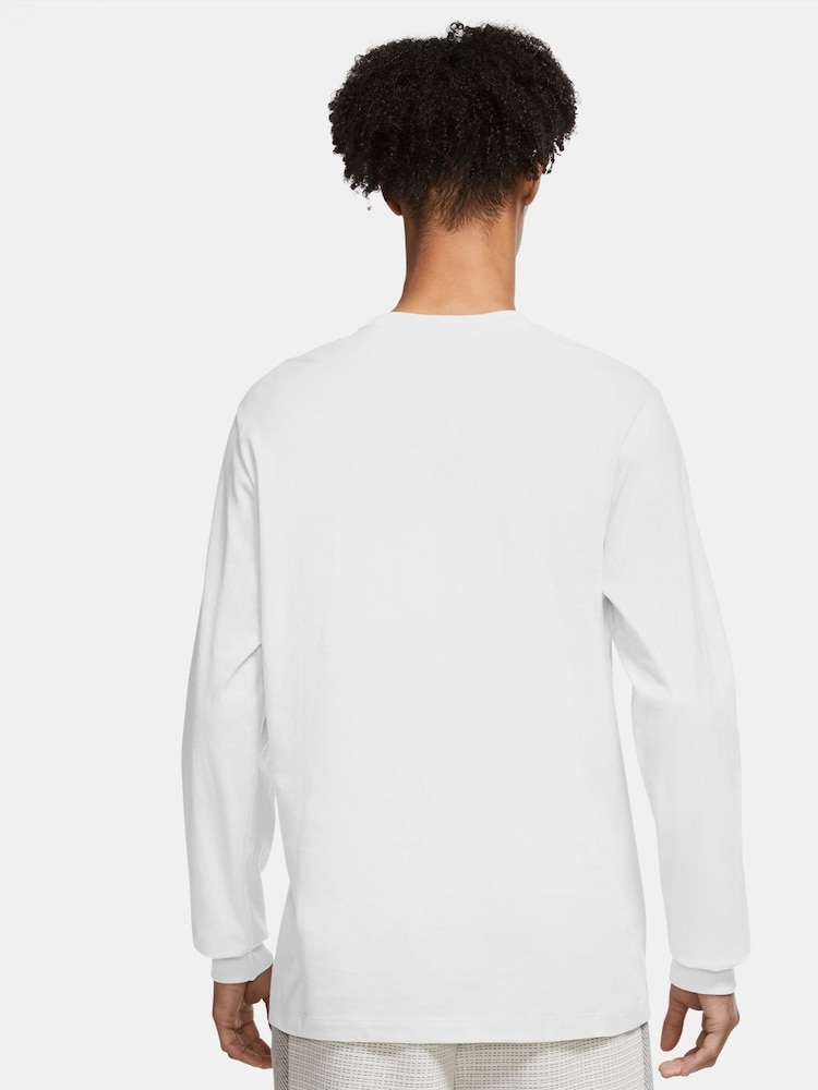 Nike White 100% Cotton Club Long Sleeve T-Shirt - Image 2 of 9