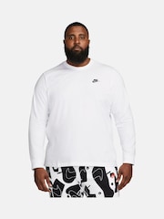 Nike White 100% Cotton Club Long Sleeve T-Shirt - Image 4 of 9