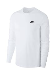 Nike White 100% Cotton Club Long Sleeve T-Shirt - Image 8 of 9
