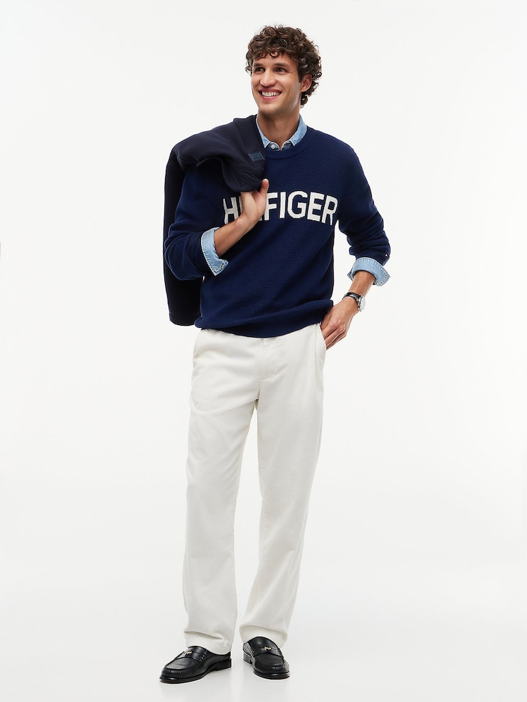 Tommy Hilfiger Intarsia Logo Vaffelstrikket Avslappet Genser - Bilde 2 av 7