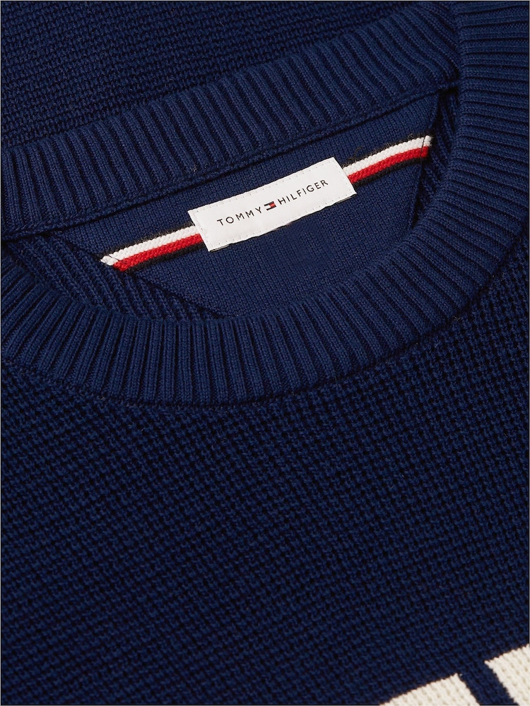 Tommy Hilfiger Intarsia Logo Vaffelstrikket Avslappet Genser - Bilde 7 av 7