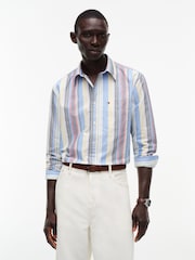 Tommy Hilfiger Blue Relaxed Fit Mixed Stripe Oxford Shirt - Image 1 of 6