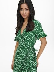 ONLY Green Polka Dot Wrap Mini Dress - Image 3 of 6