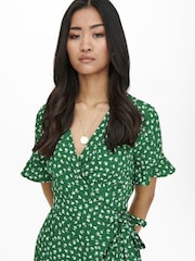 ONLY Green Polka Dot Wrap Mini Dress - Image 4 of 6