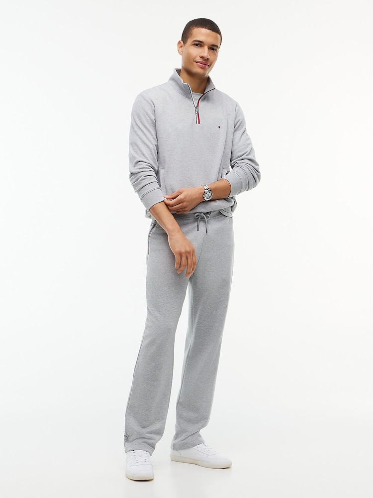 Tommy Hilfiger Grey Global Stripe Terry Quarter Zip Sweatshirt - Image 2 of 6 Tommy Hilfiger Grey Global Stripe Terry Quarter Zip Sweatshirt - Image 2 of 6