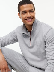Tommy Hilfiger Grey Global Stripe Terry Quarter Zip Sweatshirt - Image 3 of 6