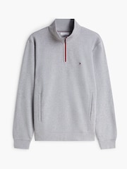 Tommy Hilfiger Grey Global Stripe Terry Quarter Zip Sweatshirt - Image 5 of 6