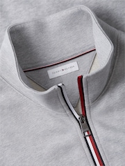 Tommy Hilfiger Grey Global Stripe Terry Quarter Zip Sweatshirt - Image 6 of 6