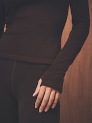 Chocolate Brown Thermal Crew Neck Long Sleeve Top - Image 6 of 9