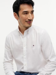 Tommy Hilfiger White Flex Slim Fiit Dobby Shirt - Image 4 of 5
