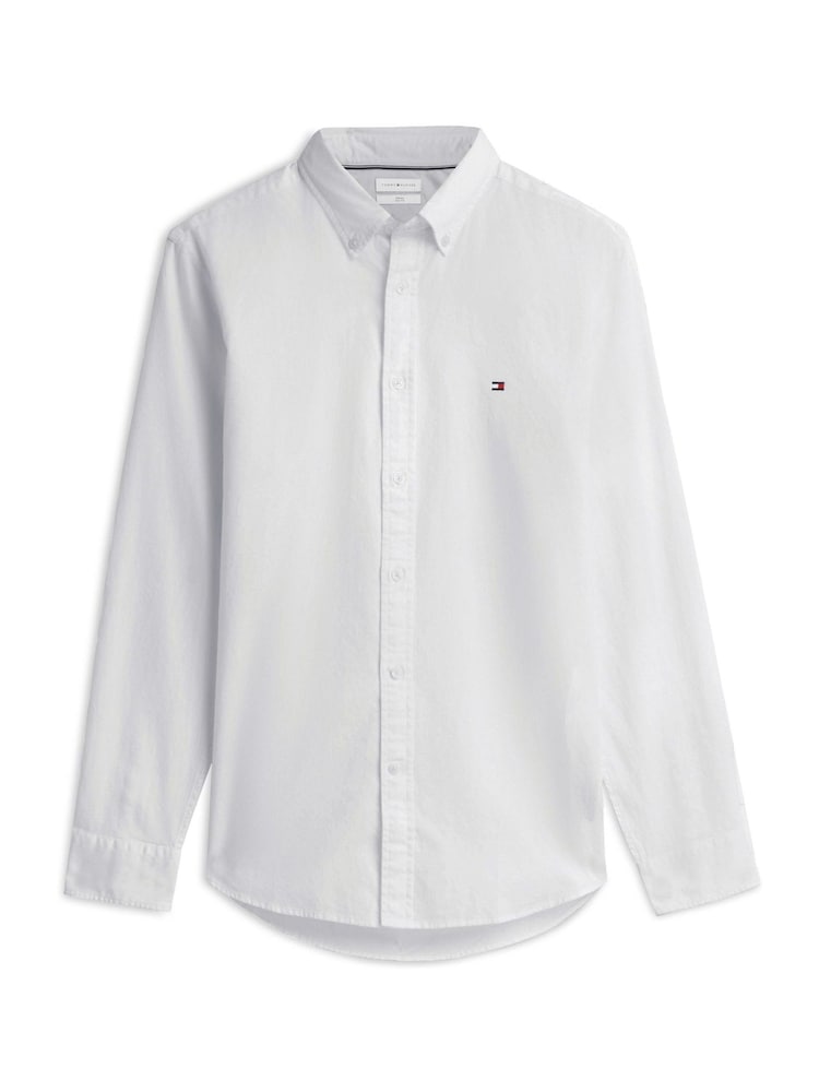 Tommy Hilfiger White Flex Slim Fiit Dobby Shirt - Image 5 of 5