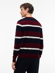 Tommy Hilfiger Red/Navy Crew Neck Jumper With Cashmere - Image 2 of 5