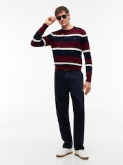 Tommy Hilfiger Red/Navy Crew Neck Jumper With Cashmere - Image 3 of 5