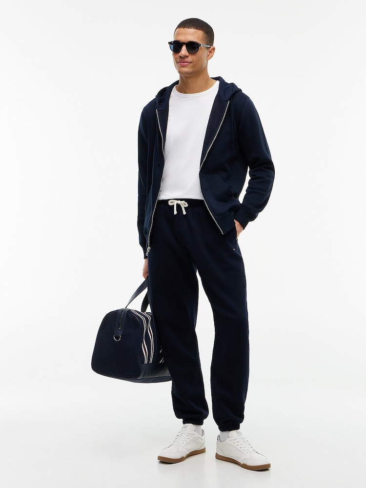 Tommy Hilfiger Blue Contrast Drawstring Fleece Cuffed Joggers - Image 2 of 6 Tommy Hilfiger Blue Contrast Drawstring Fleece Cuffed Joggers - Image 2 of 6