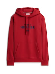 אדום - Tommy Hilfiger קפוצ'ון פליז עם רקמת לוגו - תמונה 1 מתוך 3