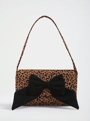 Love & Roses Leopard Print Bow Shoulder Bag - Image 5 of 8