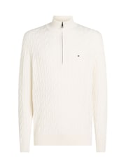 كريم - كنزة محبوكة بنمط مجدول وربع سحّاب من Tommy Hilfiger - صورة 6 من 7