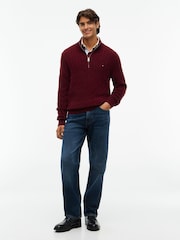 Қызыл - Tommy Hilfiger таза қой жүнінен жасалған кабельді тоқылған ширек сыдырмалы жемпір - 6суретінің 3 суреті