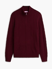 Қызыл - Tommy Hilfiger таза қой жүнінен жасалған кабельді тоқылған ширек сыдырмалы жемпір - 6суретінің 5 суреті