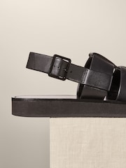 Black Premium Leather Fisherman Sandals - Image 2 of 4
