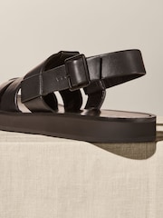 Black Premium Leather Fisherman Sandals - Image 3 of 4