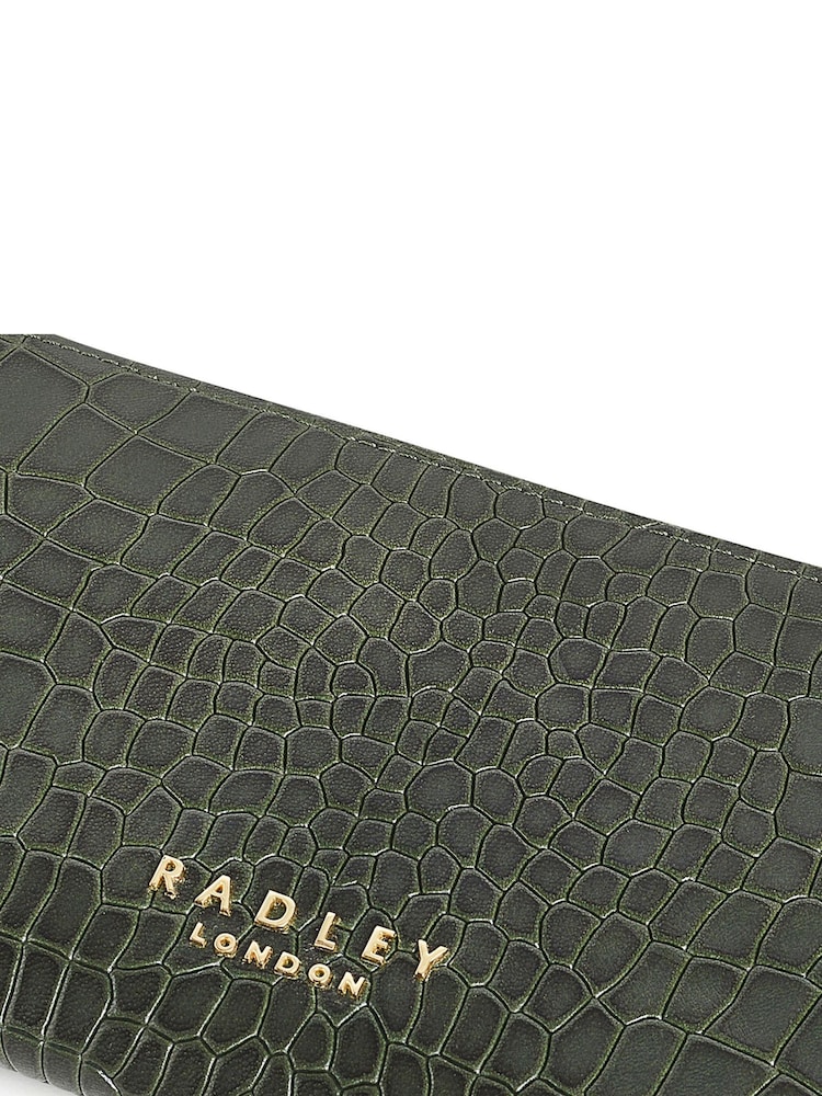 Radley London Large Green Linden Gardens Faux Croc-Effect Zip Around Matinee Purse - Image 4 of 4