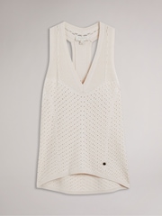 Ted Baker Yensine Natural Machine Crochet Knit Top - Image 5 of 6