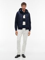 Tommy Hilfiger Blue Mixed Texture Zip-Thru Hooded Sweatshirt - Image 3 of 5