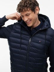 Tommy Hilfiger Blue Mixed Texture Zip-Thru Hooded Sweatshirt - Image 4 of 5