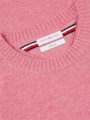 Розовый - Джемпер из овечьей шерсти с круглым вырезом Tommy Hilfiger - Изображение 7 7