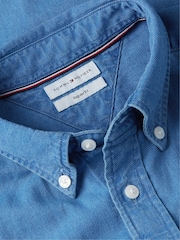 Tommy Hilfiger Blue Regular Fit Dobby Denim Shirt - Image 2 of 2