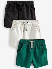 Black/Putty/Green Pull On Shorts 3 Pack (3mths-7yrs) - Image 1 of 6