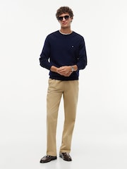 Темно-синий - Джемпер из овечьей шерсти с круглым вырезом Tommy Hilfiger - Изображение 2 7