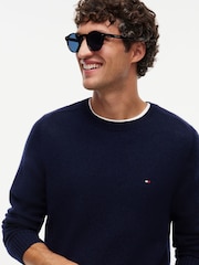 Темно-синий - Джемпер из овечьей шерсти с круглым вырезом Tommy Hilfiger - Изображение 4 7