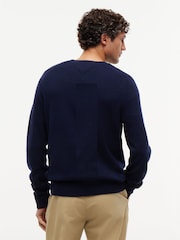 Темно-синий - Джемпер из овечьей шерсти с круглым вырезом Tommy Hilfiger - Изображение 5 7