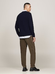 Темно-синий - Джемпер из овечьей шерсти с круглым вырезом Tommy Hilfiger - Изображение 6 7
