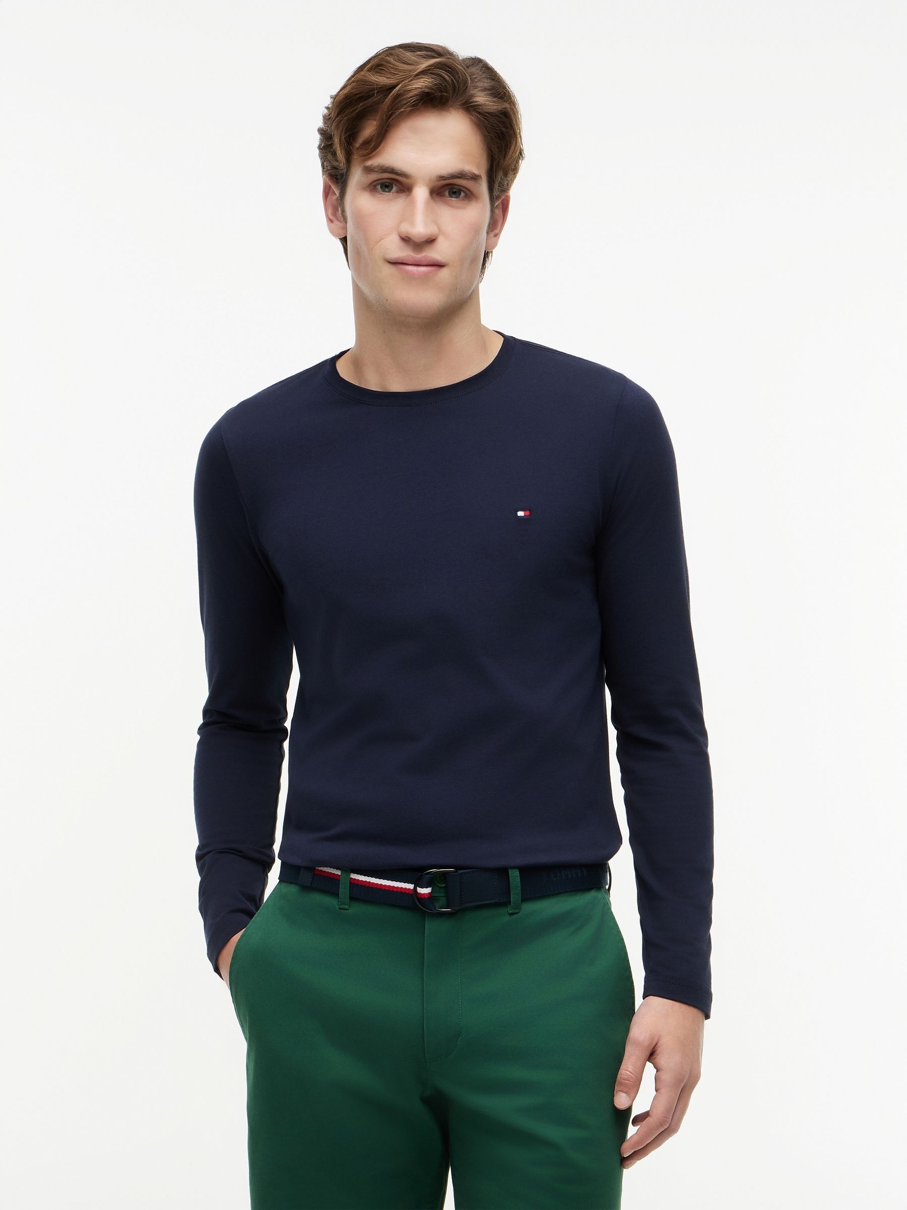 Tommy Hilfiger Men's Stretch Slim Fit Long Sleeve T-Shirt, Blue, Size 2Xl, Men - Image 3