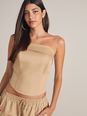 Camel Zip Front Corset Top - Image 1 of 7