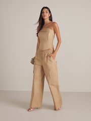 Camel Zip Front Corset Top - Image 2 of 7