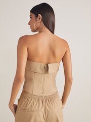 Camel Zip Front Corset Top - Image 4 of 7
